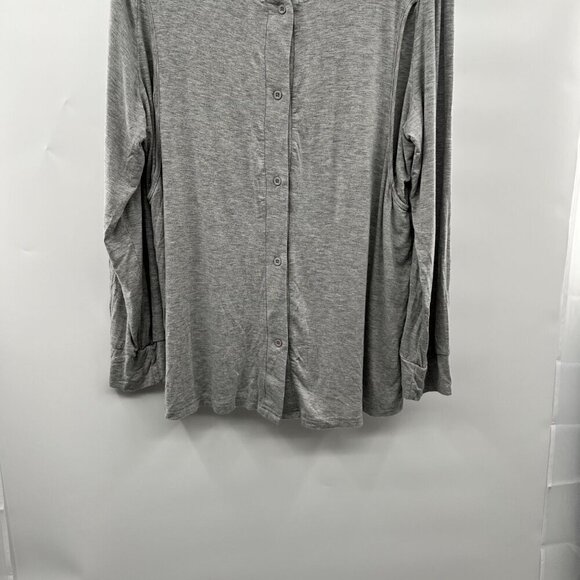 Ekouaer Women's Button Up Scoop Neck Sheer Top Long Sleeve Gray Size Large - Picture 5 of 9